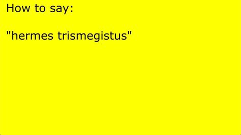 how to pronounce hermes trismegistus|thoth vs hermes.